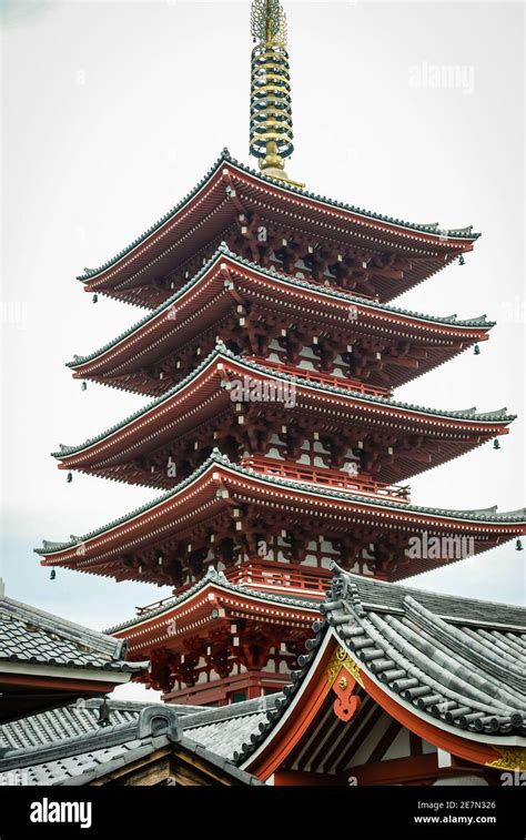 Five Story Pagoda Sensoji Temple In Tokyo Japan Stock Photo Alamy