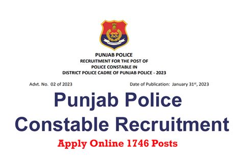 Punjab Police Constable Recruitment 2023 Online Form Notification Out