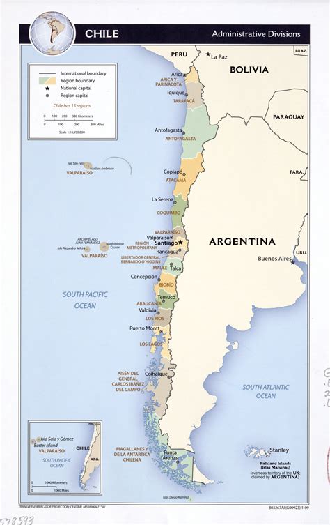 Grande Detallado Mapa De Administrativas Divisiones De Chile Con Marcas