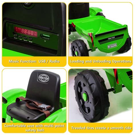 Samyohome 12v Ride On Tractor Electric Rugged 6 Wheeler Ride On Car For