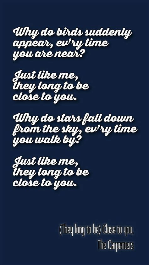 They Long To Be Close To You The Carpenters Great Song Lyrics