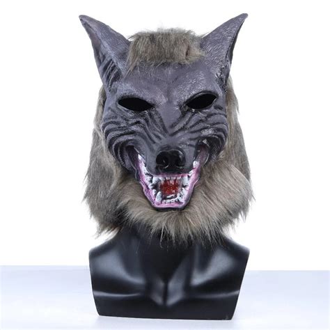 Werewolf Mask Realistic Wolves Cosplay Masques With Hair Latex Etsy