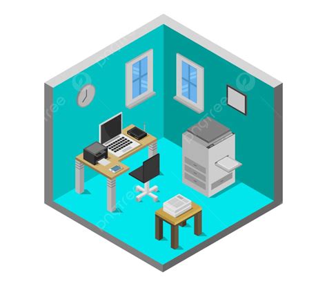Business Office Isometric Vector Art Png Isometric Office Room