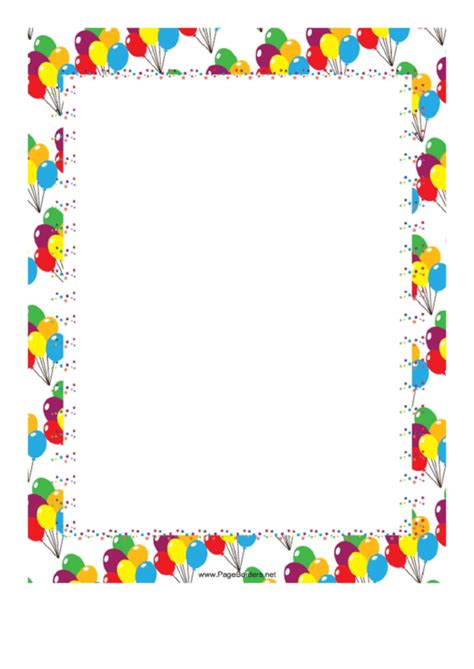 Festive Balloons Party Border Template Printable Pdf Download