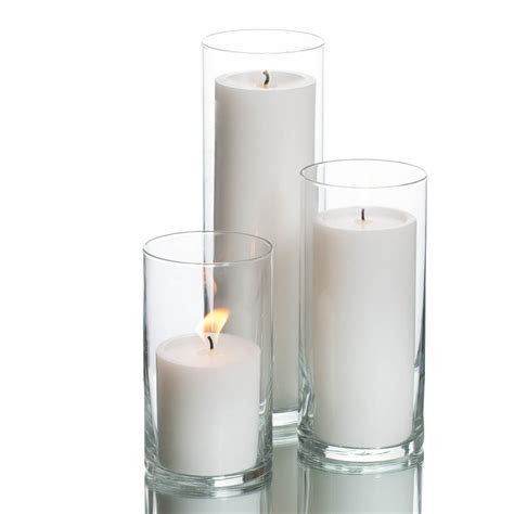 Richland Pillar Candles And Eastland Cylinder Vase Holders White Set Of 3