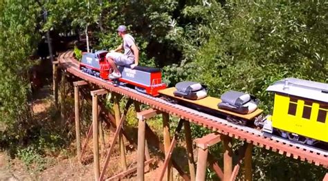 See more ideas about trains for sale, train rides, train. Scale Train Moving On Backyard Railway Trestle Is Simply ...