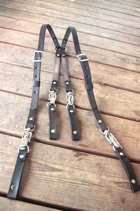 Handmade Heavy Duty Leather Suspenders With Leather Belt Loop Etsy