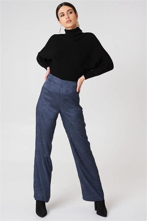 The Jacquard Satin Wide Pants By Na Kd Features Wide Legs A Side