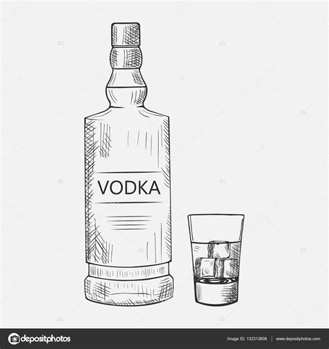 Hand Drawn Set Of Vodka Elements Vector Illustration Composition With