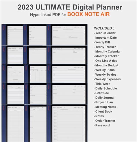 Boox Note Air Templates 2023 Digital Planner All In One Etsy