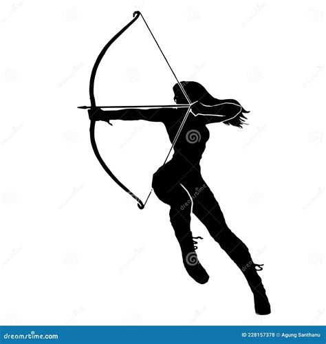 Beautiful Of Female Archer Warrior Silhouette Vector Collection On