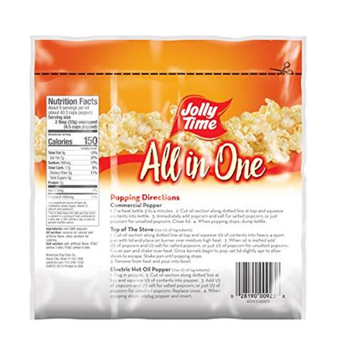 Jolly Time All In One Popcorn Kit Portion Packets With Kernels Oil