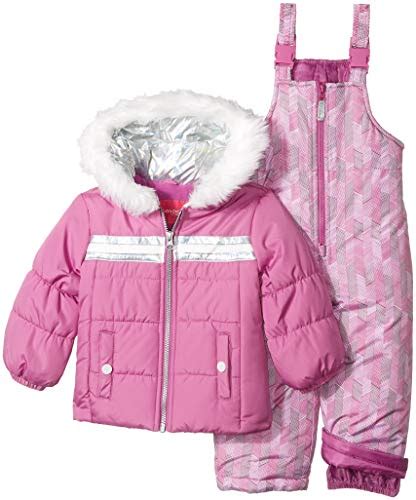London Fog Girls Toddler Snowsuit With Snowbib And Puffer Jacket Pink
