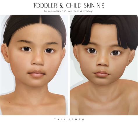 Скинтон для детей и тоддлеров Toddlerandchild Skin N19 для Sims 4 скачать