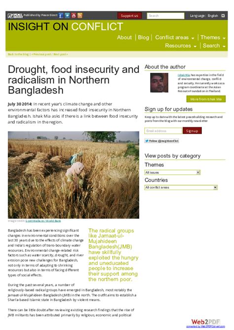 Pdf Drought Food Insecurity And Radicalism In Northern Bangladesh