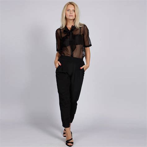kristen sheer silk organza pussy bow blouse by the silk boutique
