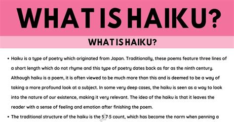 Haiku: Definition and Useful Examples of Haiku in the English Language