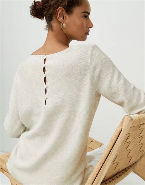 Cotton Slash Neck Button Back Sweater All Clothing Sale The White