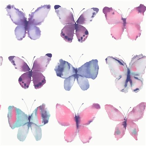 Butterfly Wallpaper Girls Bedroom Decor Pink White Teal Purple Glitter