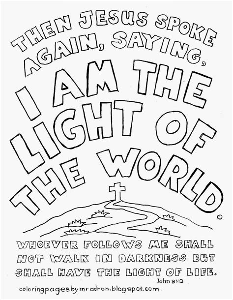 Coloring Pages For Kids By Mr Adron I Am The Light Of The World