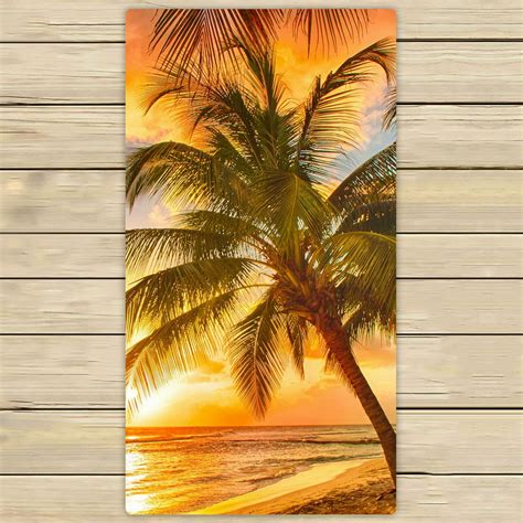 Ykcg Sunset Landscape Nautical Beach Tropical Palm Tree Hand Towel