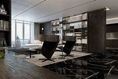 Three Luxurious Apartments With Dark Modern Interiors Apartment