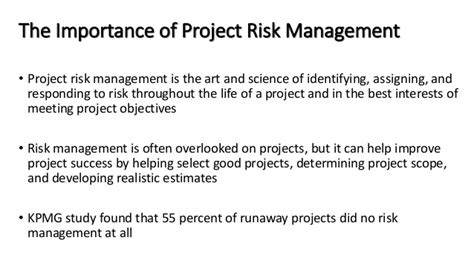 Risk management in finance is an essential element for any business to become successful. Project Risk Management
