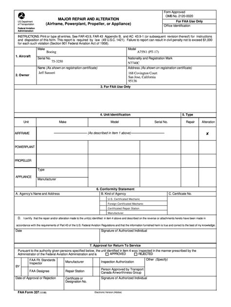 1988 Form Faa 337 Fill Online Printable Fillable Blank Pdffiller