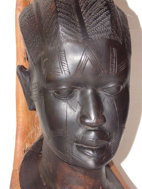 Nice Ebony Carving Of A Womens Head Carved By Artist From The Makonde