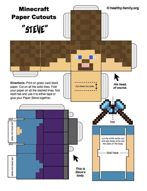 Download And Print A Free Steve Minecraft Paper Crafts Template From