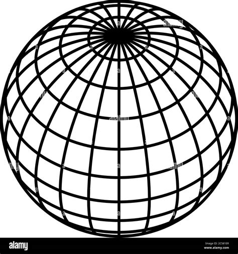 earth planet globe grid of black thick meridians and parallels or latitude and longitude 3d