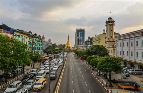 Main Street Of Yangon Myanmar Editorial Stock Photo Image Of