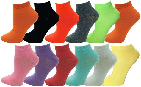 No Show Ankle Socks Womens Or Girls 12 Pairs Fun Funky Patterned Designs Colorful Casual