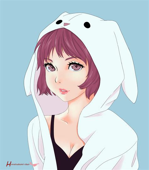 Hoodie Bunny Hoodie Anime Girl Drawing