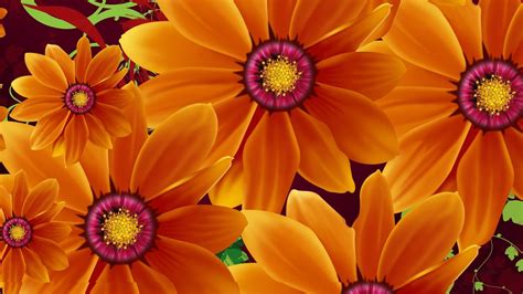 Flowers Dark Orange Color Desktop Hd Wallpaper For Pc