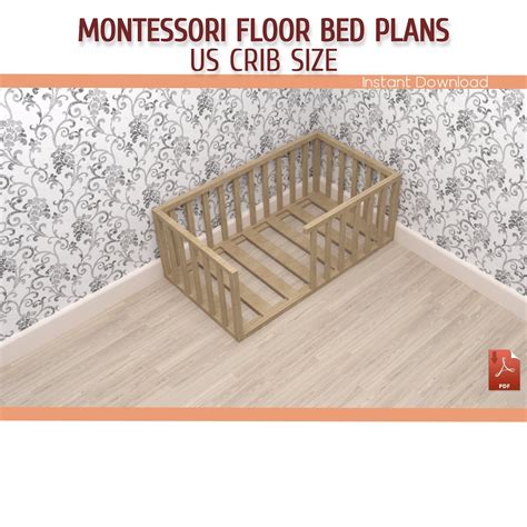 Crib Size Montessori Floor Bed Plans Crib Size Wooden Floor Bed Frame