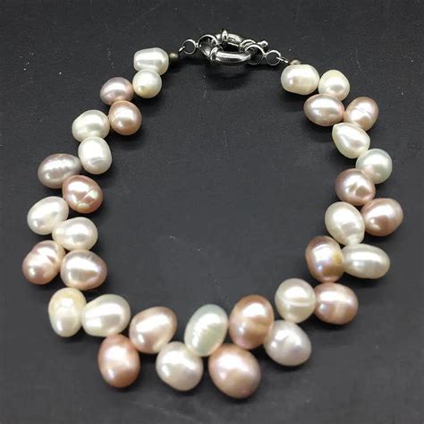 Multicolored Natural Freshwater Freshwater Pearls Bracelet In Strand