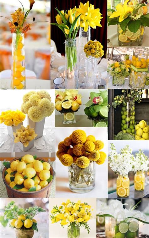 Lemon And Lime Citrus Centerpieces Yellow Wedding Centerpieces Yellow