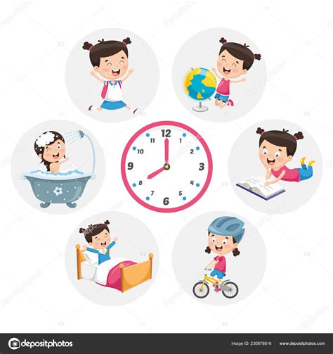 Vector Illustration Of Kids Daily Routine Activities Stock Illustration 125