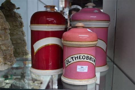 Antique Porcelain Apothecary Jars Set Of 3 Pharmacy Items Industry
