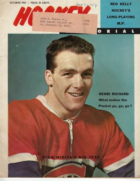 1962 Oct Hockey Pictorial Magazine Henri Richard Montreal Canadiens
