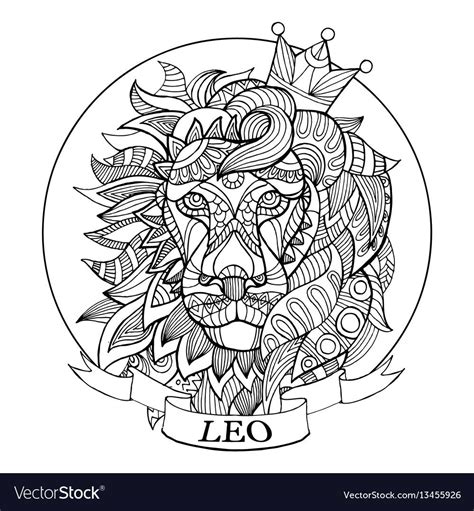 Lion zodiac sign coloring book vector image on | Zodiac signs colors, Lion coloring pages ...