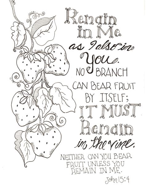 Free Inspirational Remain In Me Scripture Coloring Pages Printable 8x10