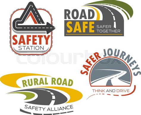 The business of evaluating road safety campaigns. Road and drive safety sign icon. Asphalt highway, winding road, rural path and freeway ...
