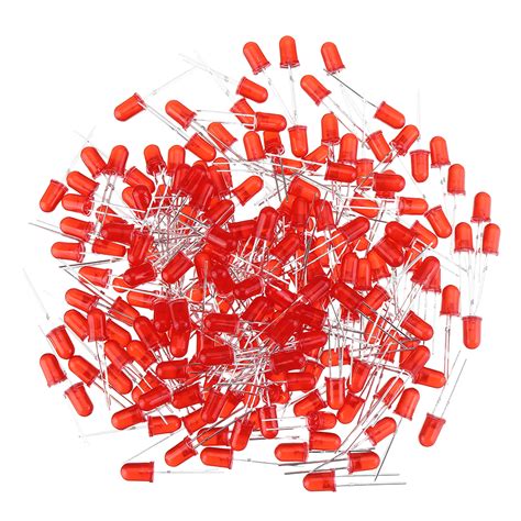 New 200pcs 5mm Red Led Diode Round Diffused Red Color Light Lamp F5 Dip