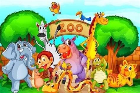 Zoo Gambar Kebun Binatang Kartun Jungle Animals And Zoo Cartoon Style