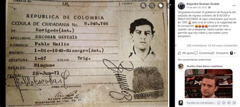 Detector La Cédula De Pablo Escobar No Recibió El Subsidio De Ingreso