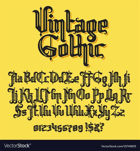 Vintage Gothic Typeface Royalty Free Vector Image