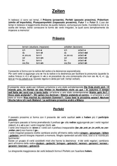 Lista Completa Verbi Irregolari Tedeschi - Elenco Verbi Irregolari Tedeschi : PARADIGMI | Blog di www. PARLIAMO