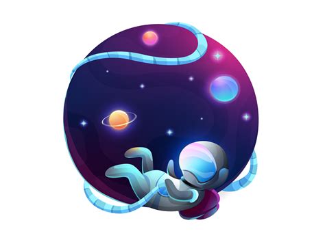 Gradient space illustration. Astronaut, planet, universe by Yulia Boyko ...